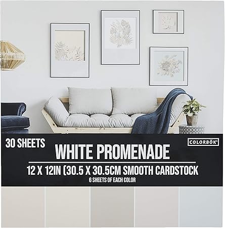 Colorbok 12x12in Smooth Cardstock White Promenade, Multi-Colored