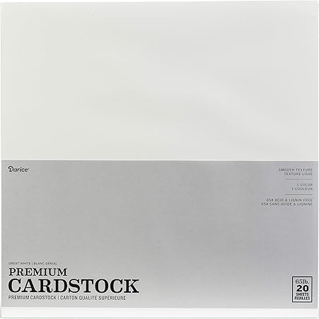 Darice GX-2200-18 20-Piece Card Stock Paper, 12 by 12-Inch, White