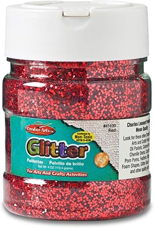 Creative Arts by Charles Leonard Glitter, 4 Ounce Bottle, Red (41430)