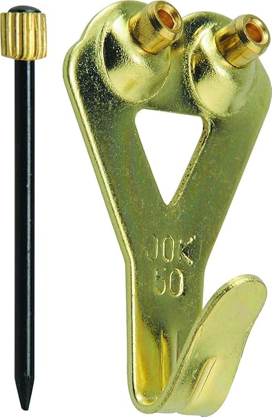 OOK 533010 Professional Picture Hangers, Art Hangers, Brass Finish, Reusable Picture Hooks, 50lb (2 set)