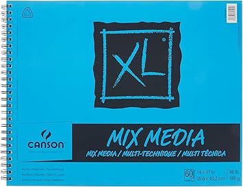 Canson XL Series Mix Paper Pad, Heavyweight, Fine Texture, Heavy Sizing for Wet and Dry Media, Side Wire Bound, 98 Pound, 14 x 17 in, 60 Sheets, 14