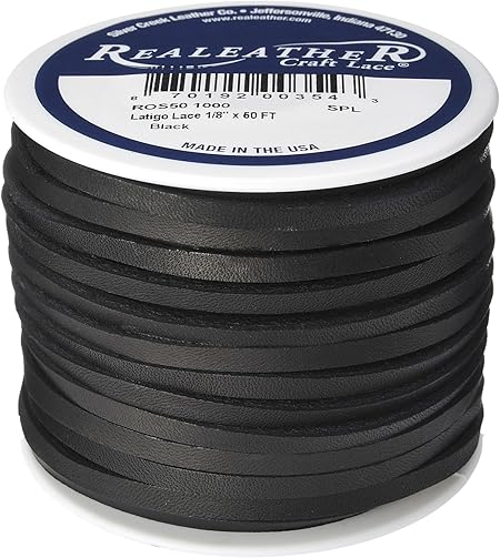 Silver Creek Leather Co Realeather Latigo Leather Lace for Crafts and Jewelry Making, 0.125 x 50', Black