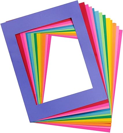 Hygloss Bright Specialty Frames Paper Frame-65 lb. Cardstock, 11 x 14 Inches-Letter Size Cutout, 8 x 10 Inches-10-12 Assorted Colors-96, Large (11