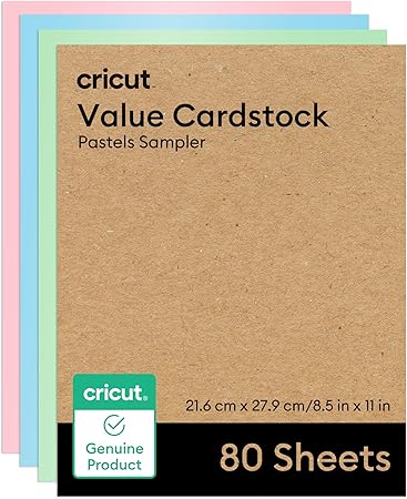 Cricut® Value Cardstock, Pastels Sampler - 8.5 in x 11 in (80 ct)