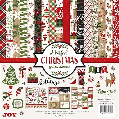 Echo Park Paper Company Perfect Christmas Collection Kit, Pastel , 12-x-12-Inch