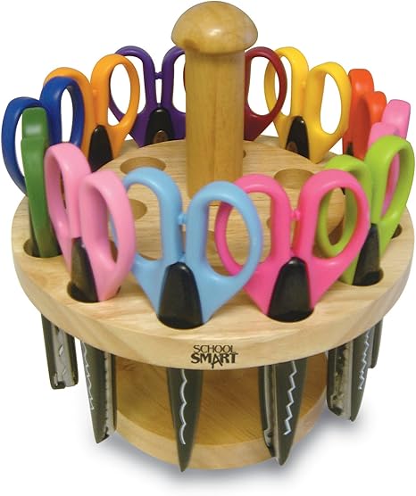 School Smart Paper Edger Scissors, 6-1/2 x 2-1/2 Inches, Assorted Colors, Set of 12