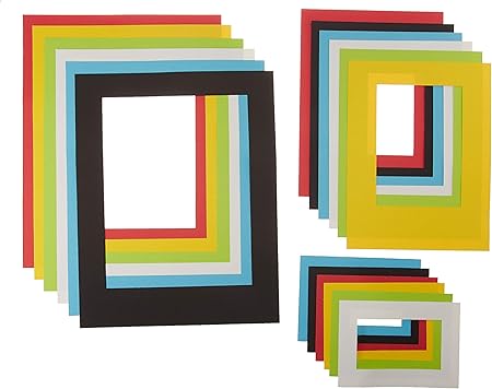 Hygloss Bright Frames - Rectangle Paper Frames with Rectangle Cut-out - 6 Fun Colors - Assorted Sizes - Small, Medium & Large - 6 each of 3 Sizes - 18 Count