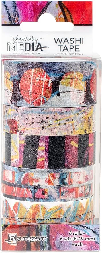 Ranger # 2-6 Rolls Dina Wakley Media Washi Tape, 13 x 5.2 x 5.2 cm, Multi-Colour