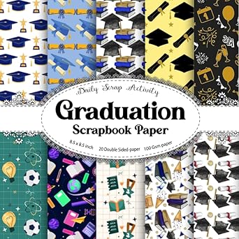 Gradution Scrapbook Paper: Graduation Cap Pattern Themed Scrapbooking Paper, Junk Journal, Double Sided Decorative Craft Paper For Gift Wrapping, ... Art, Premium Colors, Paper size 8.5 