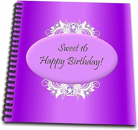 3dRose db_38835_2 Purple Sweet 16 Birthday Memory Book, 12 by 12-Inch