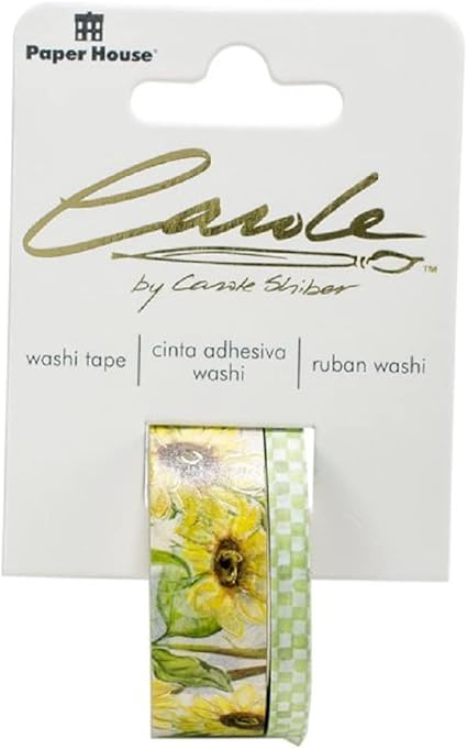 Paper House Productions Carole Shiber Soft Sunflowers Set of 2 Foil Accent Washi Tape Rolls for Scrapbooking and Crafts