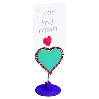 Colorations® Wooden Bobble Heart Note & Photo Holders, Set of 12, Craft for Kids & Fun Home Activities,Keepsake or Give a Personalize Gift, Create Unique & Personal Designs,Craft Project for Children