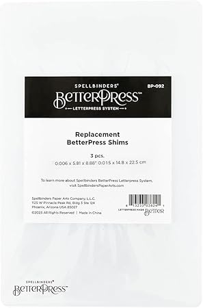 Spellbinders BetterPress Replacement Shims, Clear