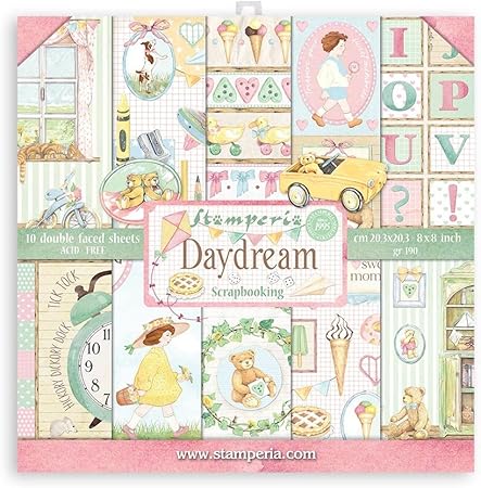 STAMPERIA INTER, KFT Paper PAD 8X8 10PK, Day Dream, 10 Designs/1 Each