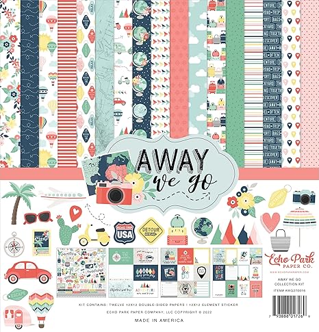 Echo Park Paper Company Away We Go Collection Kit, White