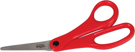 School Smart Value Light-Weight Scissors, 7 Inches, Bent Handle, Red