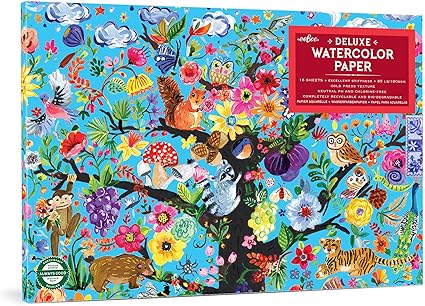 eeBoo: Tree of Life Watercolor Pad - 16 Sheets, 85 lB Paper, 9.5 x 6.5 Book, Neutral PH & Chlorine-Free, Painting Art Supplies, Kids Age 3+