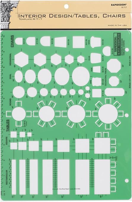 Rapidesign Interior Design Template for Table/Chairs, 1 Each (R717)