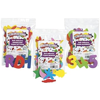 Colorations Self-Adhesive Foam letters, Self-Adhesive Foam Numbers, and Self-Adhesive Foam Shapes. 179 Pieces