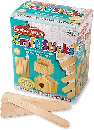 Creative Arts by Charles Leonard Craft Sticks, Jumbo Size, 6 X 0.75 Inches, Natural, 500 per Box (66550)