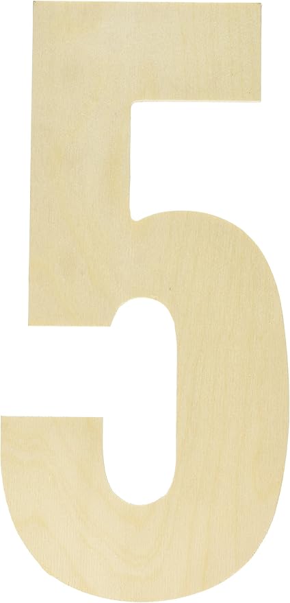 MPI Baltic Birch Collegiate Font Letters and Numbers, 13.5-Inch, Number-5