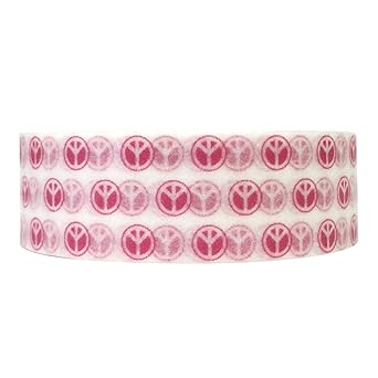 Wrapables Colorful Patterns Washi Masking Tape, Peace Sign Red