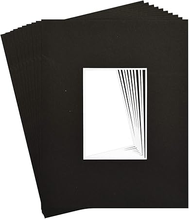 10 11x14 8-ply mat mattes BLACK for 5x7 Photo picture