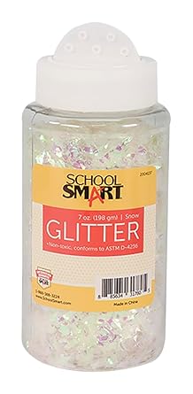 School Smart Craft Glitter, 7 Ounce Jar, Snow