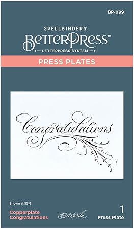 Spellbinders Copperplate Congratulations Press Plate, Metal