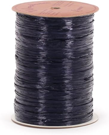 Berwick Offray Dark Navy Blue Pearlized Raffia Ribbon, 1/4'' Wide, 100 Yards, 7MM