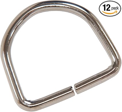 58426 7/8-Inch D-Ring, Nickel Plated, 12-Pack