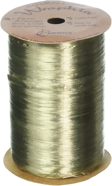 Berwick Offray Champagne Gold Pearlized Raffia Ribbon, 1/4'' Wide, 100 Yards