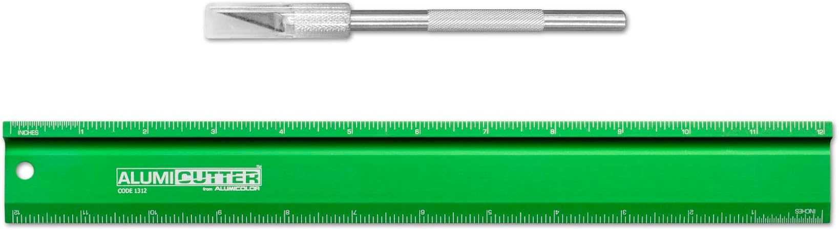 Alumicolor AlumiCutter Aluminum Straight Edge w/Blade for Office, School, Engineering and Framing, Green