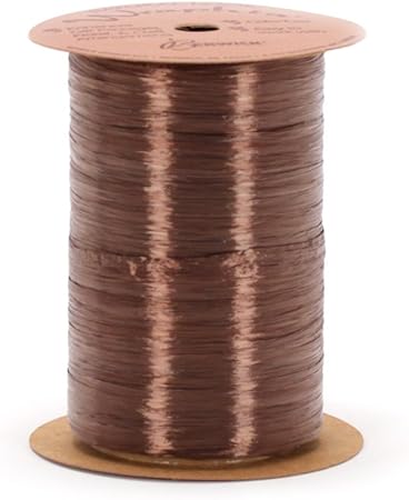 Berwick Offray Chocolate Brown Pearlized Raffia Ribbon, 1/4'' Wide, 100 Yards