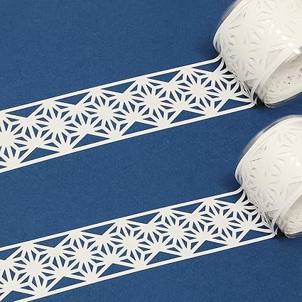 allydrew Hollow Lace Pattern Washi Masking Tape 2M Length Total (Set of 2), White Geometric