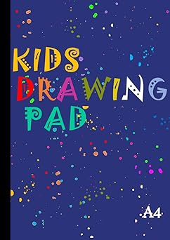 Kids Drawing Pad: A4 Plain Paper Sketchbook & Colouring Book - 110 Blank Pages - 21 cm x 29.7 cm - Thick 90gsm White - Sketch Book, Arts and Craft, Scrapbook, Doodling & Scribble for Children - Blue