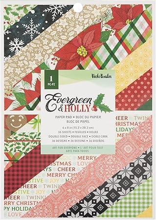 Vicki Boutin EVERGRN Paper 6X8 PAD, Evergreen & Holly