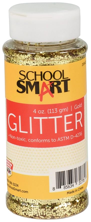 School Smart Craft Glitter, 4 Ounce Jar, Gold