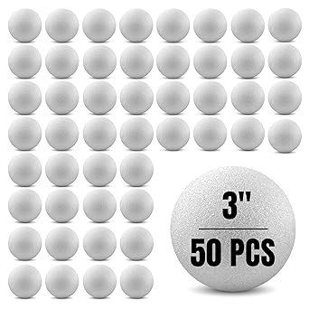 Hygloss Products Foam Balls - Bulk Pack - Craft Foam (XPS) for Projects, Arts, & Crafts, 3-Inch, White, 50 Pieces