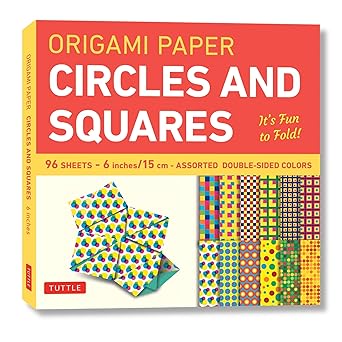 Origami Paper - Circles and Squares 6 inch - 96 Sheets: Tuttle Origami Paper: Origami Sheets Printed with 12 Different Patterns: Instructions for 6 Projects Included