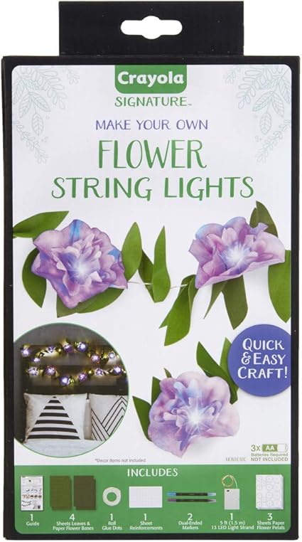 Crayola DIY String Lights Kit, Flower Lights Adult Craft Set, Quick & Easy Fairy Lights Crafts, Gift for Adults, Ages 14+