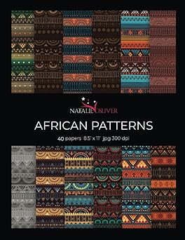 African Patterns: Scrapbooking, Design and Craft Paper, 40 sheets, 12 designs, size 8.5 