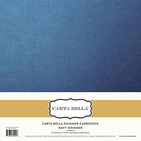 Carta Bella Paper Company 92lb Navy Shimmer Cardstock 111lb. Cover