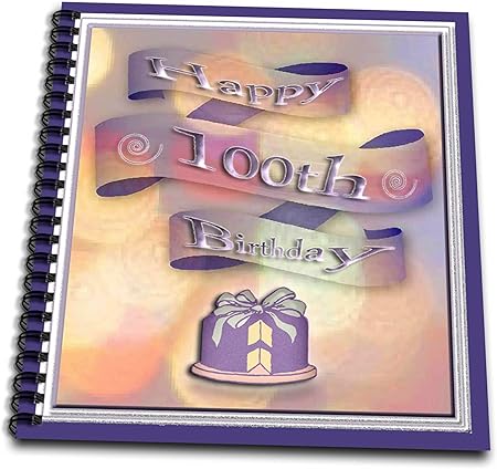 3dRose db_12980_2 Ribbon and Cake, Happy 100th Birthday - Memory Book, 12 by 12