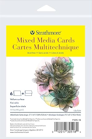 Strathmore 300 Series Mixed Media Cards, 3.5x4.875, White