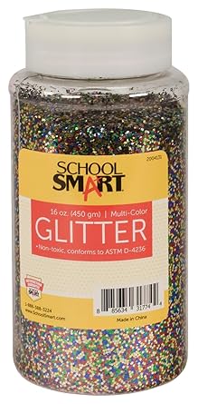 School Smart Craft Glitter, 1 Pound Jar, Multi-Color