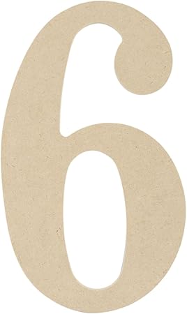 MPI MDF Classic Font Wood Letters and Numbers, 9.5-Inch, Number 6