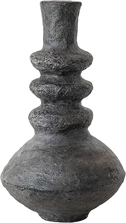 Creative Co-Op Tall Handmade Paper Mache Vase for Design, Black and Gold Accent Decor