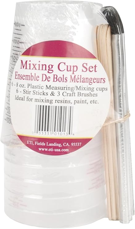 Environmental Technology EN01013 6 Stir Sticks3 Brushes Castin' Craft Mixing Cup Set, Clear