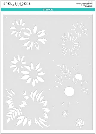 Spellbinders Layered Sunflower Stencil, Clear